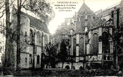 Carte postale ancienne Abside de la Cathédrale et Chapelle Saint-Piat — Chartres (Eure-et-Loir)