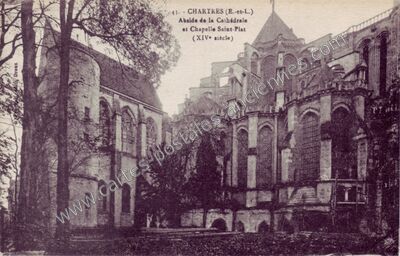 Carte postale ancienne Abside de la Cathédrale et Chapelle Saint-Piat (XIVe siècle) — Chartres (Eure-et-Loir)