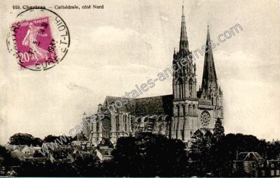 Carte postale ancienne Cathédrale, côté Nord — Chartres (Eure-et-Loir)