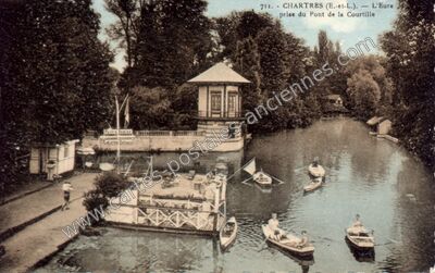 Carte postale ancienne L'Eure prise du Pont de la Courtille — Chartres (Eure-et-Loir)