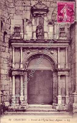 Carte postale ancienne Portail de l'Église Saint-Aignan — Chartres (Eure-et-Loir)