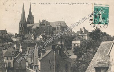 Carte postale ancienne La Cathédrale, façade latérale (sud) — Chartres (Eure-et-Loir)