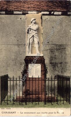 Carte postale ancienne Le monument aux morts pour la France — Chassant (Eure-et-Loir)