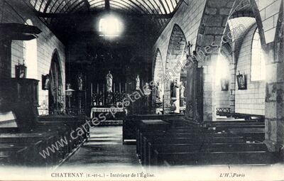 Carte postale ancienne Intérieur de l'Église — Châtenay (Eure-et-Loir)
