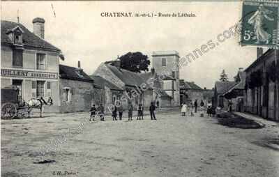 Carte postale ancienne Route de Léthuin — Châtenay (Eure-et-Loir)