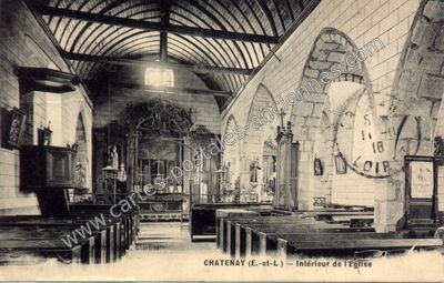 Carte postale ancienne Intérieur de l'Eglise — Châtenay (Eure-et-Loir)