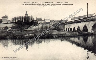 Carte postale ancienne Vue d'ensemble - Le Pont sur l'Eure — Cherisy (Eure-et-Loir)