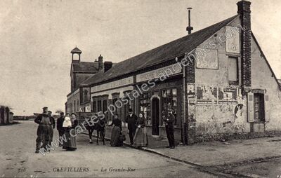 Carte postale ancienne Café Restaurant & Billards, Épicerie Mercerie — Clévilliers (Eure-et-Loir)