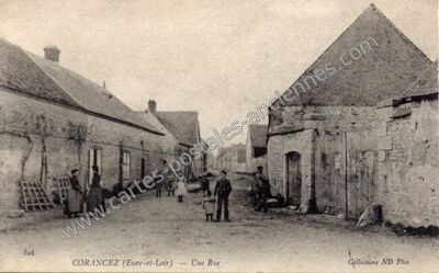 Carte postale ancienne Une Rue — Corancez (Eure-et-Loir)