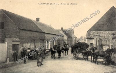 Carte postale ancienne Route de Chartres — Corancez (Eure-et-Loir)
