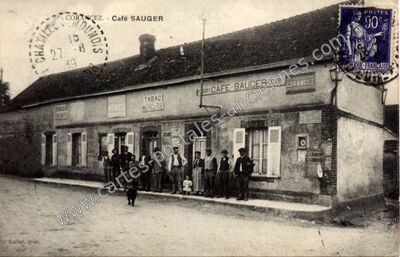 Carte postale ancienne Café SAUGER — Corancez (Eure-et-Loir)
