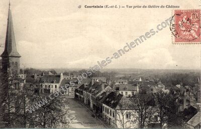 Carte postale ancienne Vue prise du théâtre du Château — Courtalain (Eure-et-Loir)