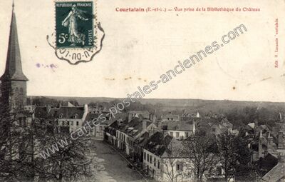 Carte postale ancienne Vue prise de la Bibliothèque du Château — Courtalain (Eure-et-Loir)