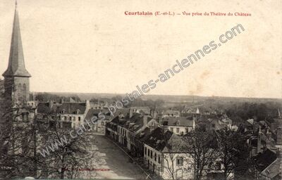 Carte postale ancienne Vue prise du Théâtre du Château — Courtalain (Eure-et-Loir)