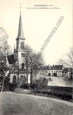 Carte postale ancienne Vue prise de la Bibliothèque du Château — Courtalain (Eure-et-Loir)