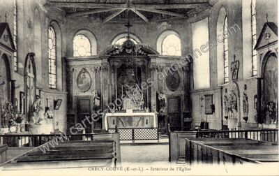 Carte postale ancienne Intérieur de l'Eglise — Crécy-Couvé (Eure-et-Loir)