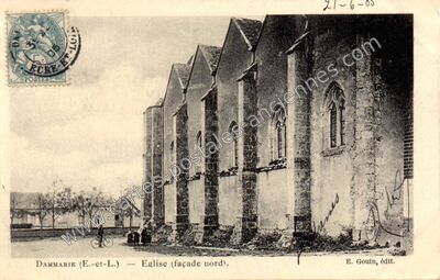 Carte postale ancienne Eglise (façade nord) — Dammarie (Eure-et-Loir)
