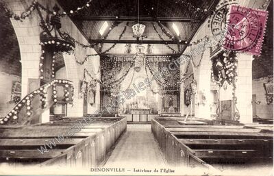 Carte postale ancienne Intérieur de l'Eglise — Denonville (Eure-et-Loir)