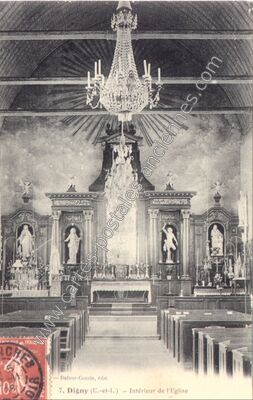 Carte postale ancienne Intérieur de l'Eglise — Digny (Eure-et-Loir)