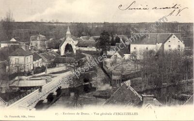 Carte postale ancienne Vue générale d'ESCLUZELLES — Écluzelles (Eure-et-Loir)
