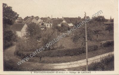 Carte postale ancienne Village de LAUNAY — Fontaine-Simon (Eure-et-Loir)