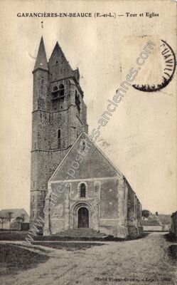 Carte postale ancienne Tour et Eglise — Garancières-en-Beauce (Eure-et-Loir)