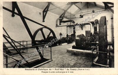 Carte postale ancienne Sucrerie et Fabrique de “ Pail'Mel ” Pompes à acide carbonique et à vide — Toury (Eure-et-Loir)