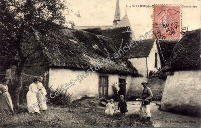 Carte postale ancienne Chaumière — Villiers-le-Morhier (Eure-et-Loir)
