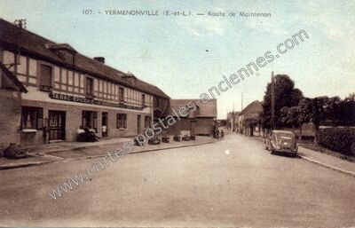 Carte postale ancienne Route de Maintenon — Yermenonville (Eure-et-Loir)