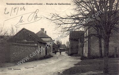 Carte postale ancienne Route de Gallardon — Yermenonville (Eure-et-Loir)