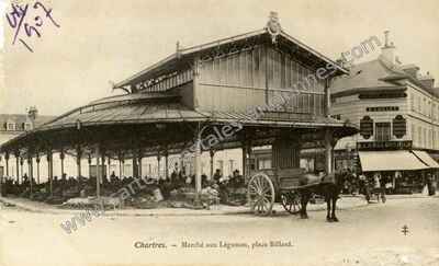 Carte postale ancienne Marché aux Légumes, place Billard — Chartres (Eure-et-Loir)