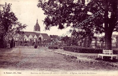 Carte postale ancienne L'Église, vue prise du Château — Lèves (Eure-et-Loir)