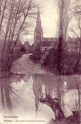Carte postale ancienne Vue prise des Bords de l'Ozanne — Yèvres (Eure-et-Loir)