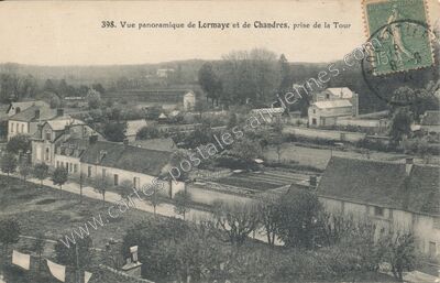 Carte postale ancienne Vue panoramique de Lormaye et de Chandres, prise de la Tour — Lormaye (Eure-et-Loir)