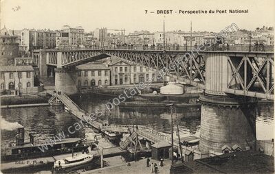Carte postale ancienne Perspective du Pont National — Brest (Finistère)