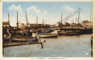 Carte postale ancienne Saint Guénolé vu du Port — Penmarch (Finistère)