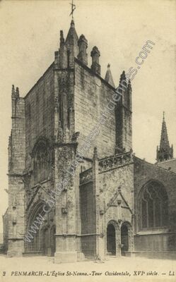 Carte postale ancienne L'Église St-Nonna.-Tour Occidentale, XVI° siècle — Penmarch (Finistère)