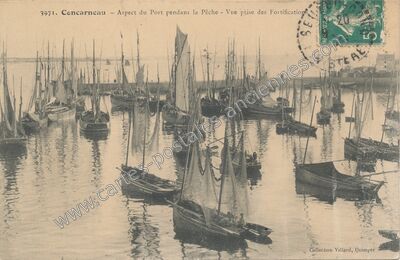 Carte postale ancienne Aspect du Port pendant la Pêche - Vue prise des Fortifications — Concarneau (Finistère)