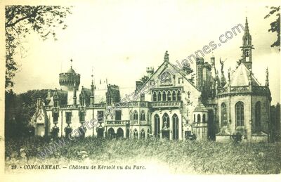 Carte postale ancienne Château de Kériolé vu du Parc — Concarneau (Finistère)