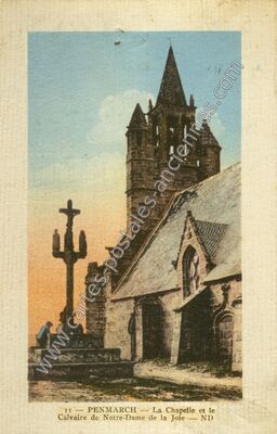 Carte postale ancienne La Chapelle et le Calvaire de Notre-Dame de la Joie — Penmarch (Finistère)