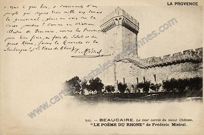 Carte postale ancienne La tour carrée du vieux Ch own — Beaucaire (Gard)