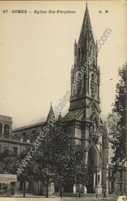 Carte postale ancienne Eglise Ste-Perpétue — Nîmes (Gard)