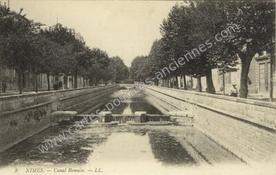 Carte postale ancienne Canal Romain — Nîmes (Gard)