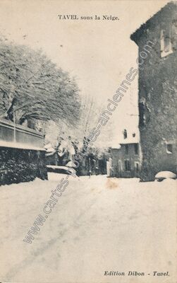 Carte postale ancienne Tavel sous la Neige — Tavel (Gard)
