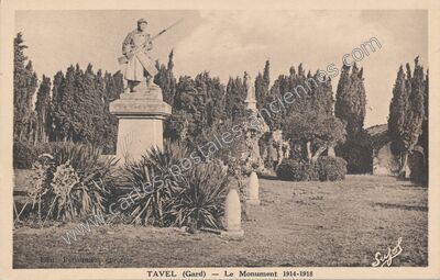 Carte postale ancienne Le Monument 1914-1918 — Tavel (Gard)