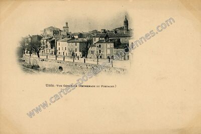 Carte postale ancienne Vue Générale (Promenade du Portalet.) — Uzès (Gard)