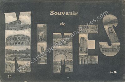 Carte postale ancienne Souvenir — Nîmes (Gard)