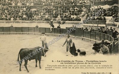 Carte postale ancienne La Corrida de Toros. - Troisième tercio ou troisième phase de la Corrida — Nîmes (Gard)