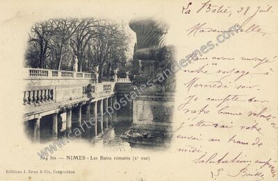 Carte postale ancienne Les Bains romains (2° vue) — Nîmes (Gard)