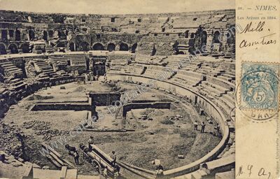 Carte postale ancienne Les Arènes en 1864 — Nîmes (Gard)
